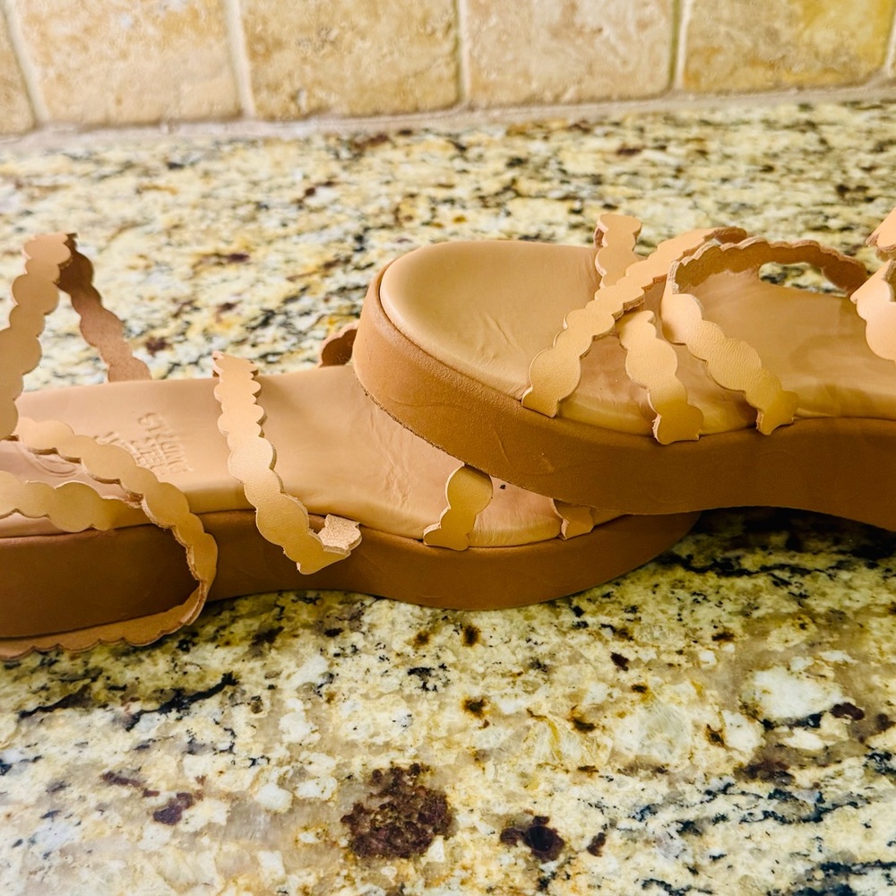 Ancient Greek Sandals Tan Scalloped Platform Sandals - Picture 5 of 8